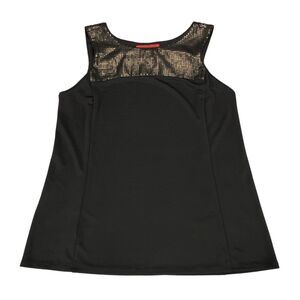 Narciso Rodriguez Tank Top Womens Large Black Gold Sequin Sleeveless Pullover